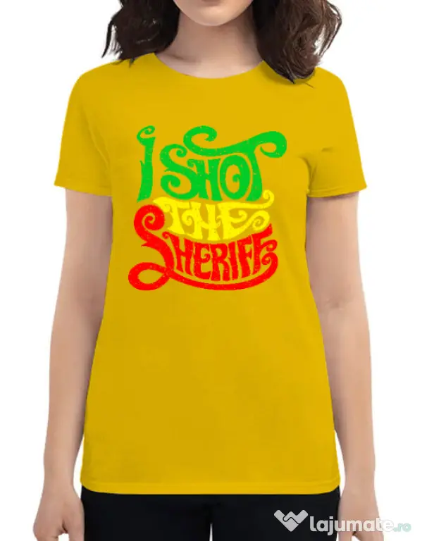 Tricou ADLER dama I shot the sheriff Galben
