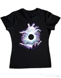Tricou ADLER dama A hole in my hand Negru