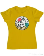 Tricou ADLER dama Skull and beach Galben
