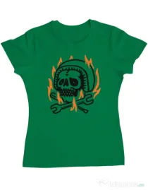 Tricou ADLER dama Skull biker Verde mediu