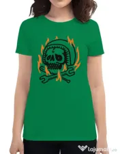 Tricou ADLER dama Skull biker Verde mediu