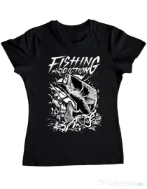 Tricou ADLER dama Fishing addiction Negru
