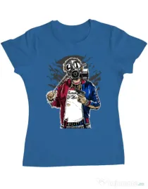 Tricou ADLER dama Suicide gas mask Albastru azuriu