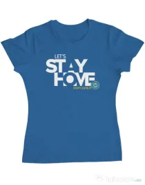 Tricou ADLER dama Stay home Albastru azuriu