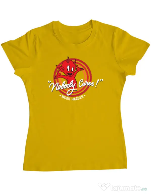 Tricou ADLER dama Nobody cares Galben