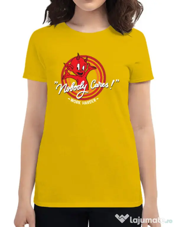 Tricou ADLER dama Nobody cares Galben