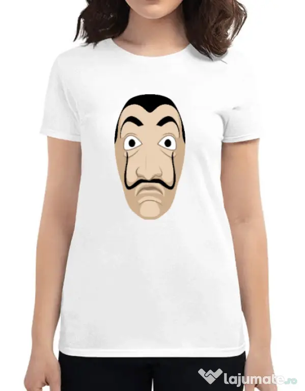 Tricou ADLER dama Dali mask Alb
