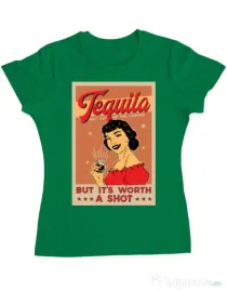 Tricou ADLER dama Worth a shot Verde mediu