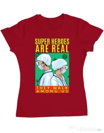 Tricou ADLER dama Real super heroes Rosu