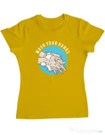 Tricou ADLER dama Wash your hands 2 Galben