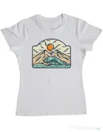 Tricou ADLER dama Mountain and wave Alb