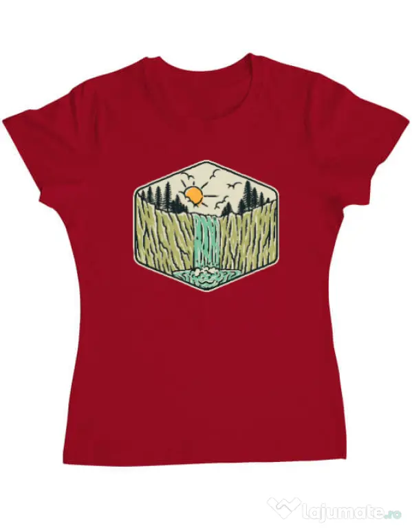 Tricou ADLER dama Beauty waterfall Rosu