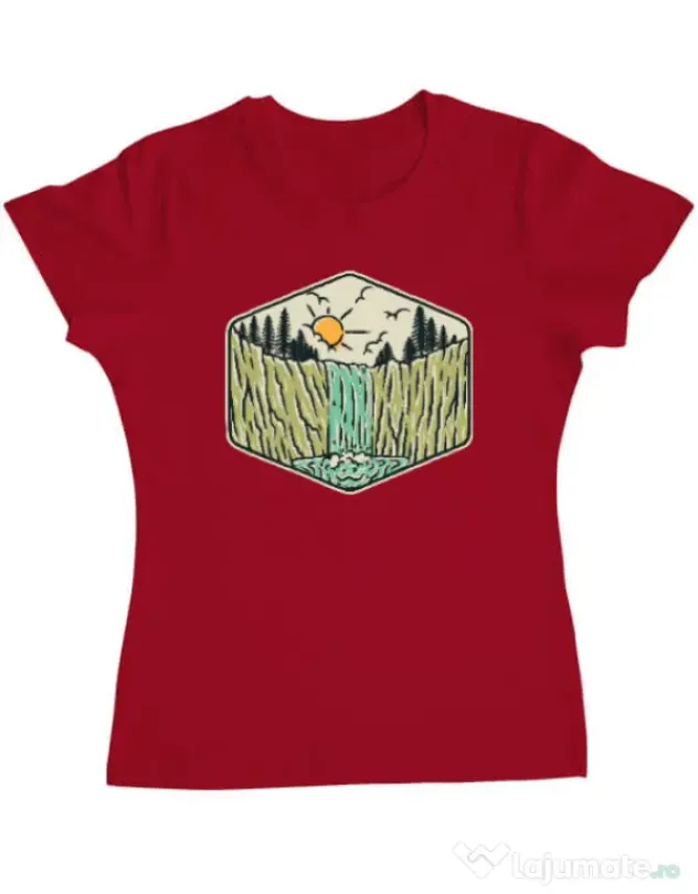 Tricou ADLER dama Beauty waterfall Rosu