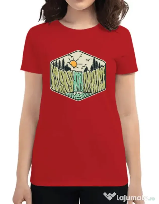 Tricou ADLER dama Beauty waterfall Rosu