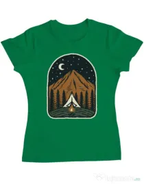 Tricou ADLER dama Camp mountain night Verde mediu