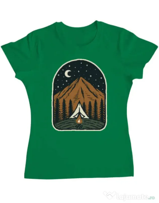 Tricou ADLER dama Camp mountain night Verde mediu