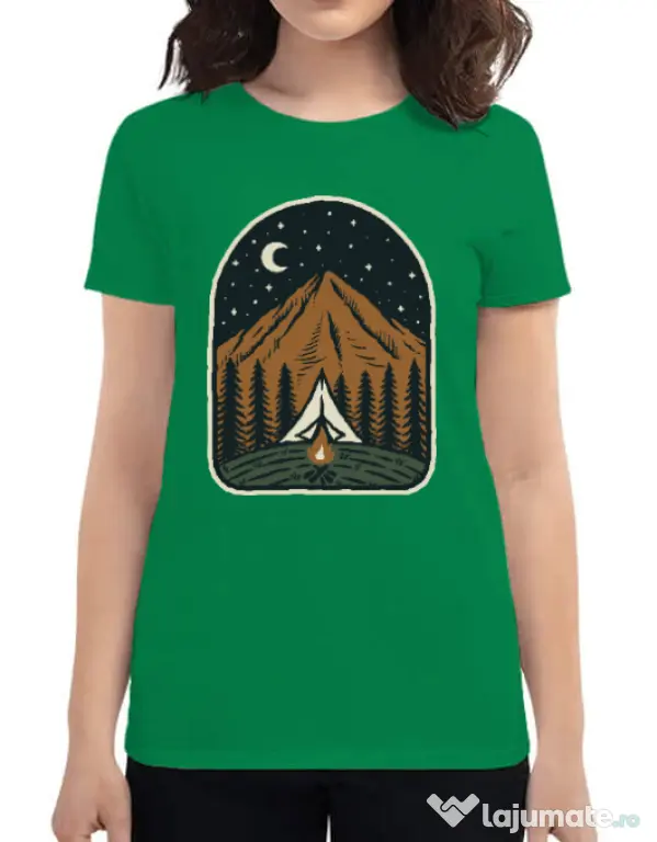 Tricou ADLER dama Camp mountain night Verde mediu
