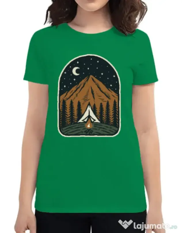 Tricou ADLER dama Camp mountain night Verde mediu