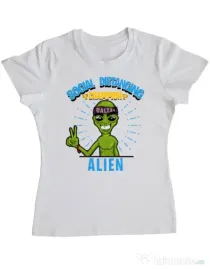 Tricou ADLER dama Social distancing Alb