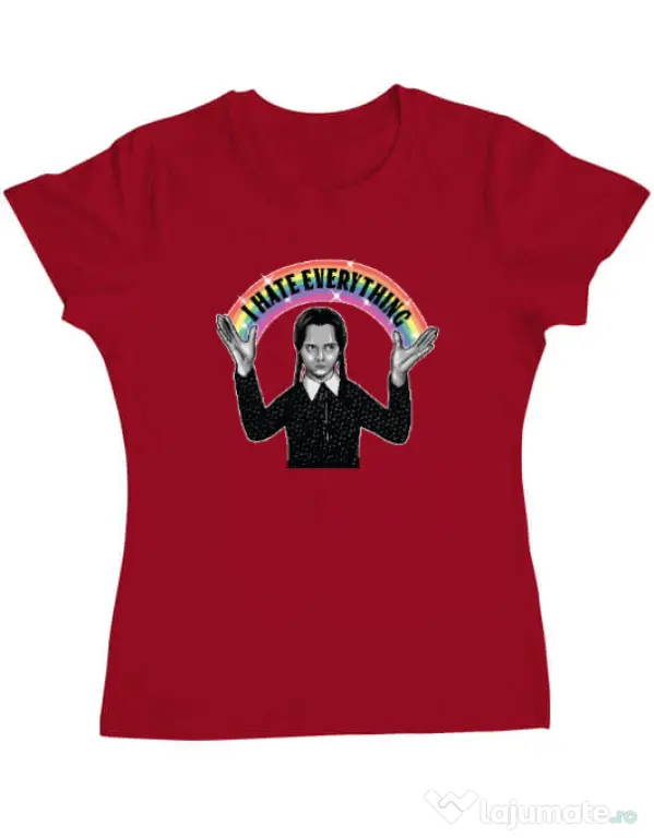 Tricou ADLER dama I hate everything Rosu