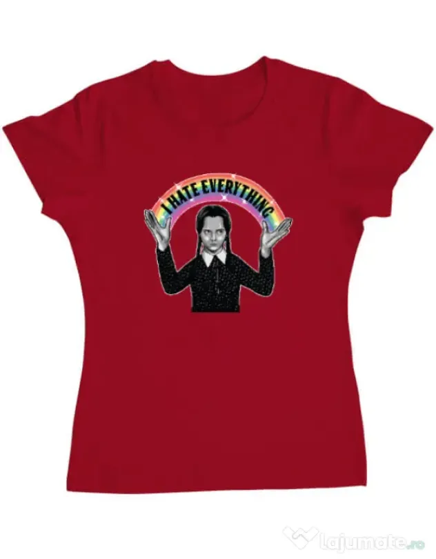 Tricou ADLER dama I hate everything Rosu