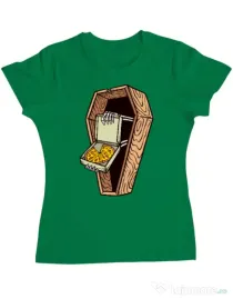 Tricou ADLER dama Horror pizza Verde mediu