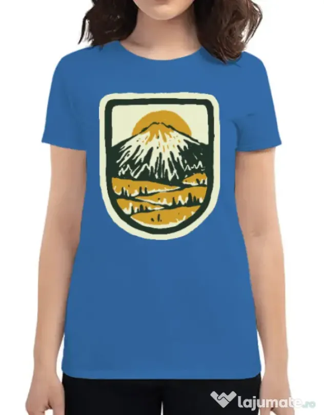 Tricou ADLER dama Hand drawn mountains Albastru azuriu