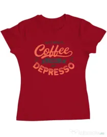 Tricou ADLER dama Without coffee Rosu