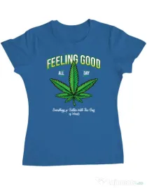 Tricou ADLER dama Good ganja Albastru azuriu