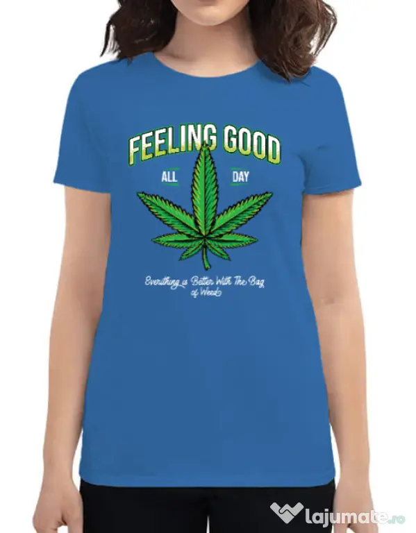Tricou ADLER dama Good ganja Albastru azuriu