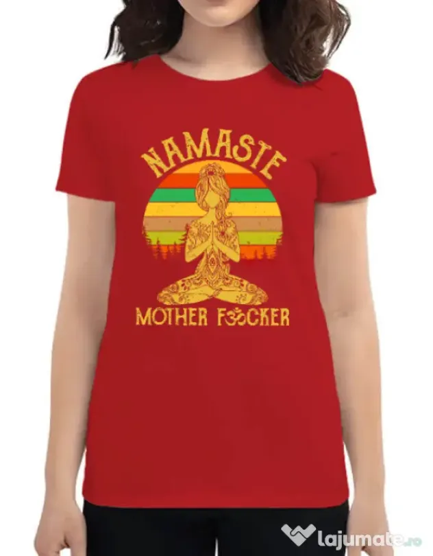 Tricou ADLER dama Namaste motherfucker Rosu