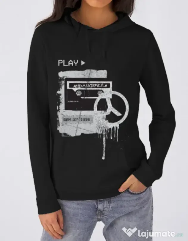 Hoodie dama cu gluga Acid Mixtape 2.0 Negru