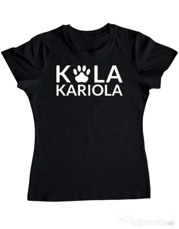 Tricou personalizat dama Logo Kola Alb Negru