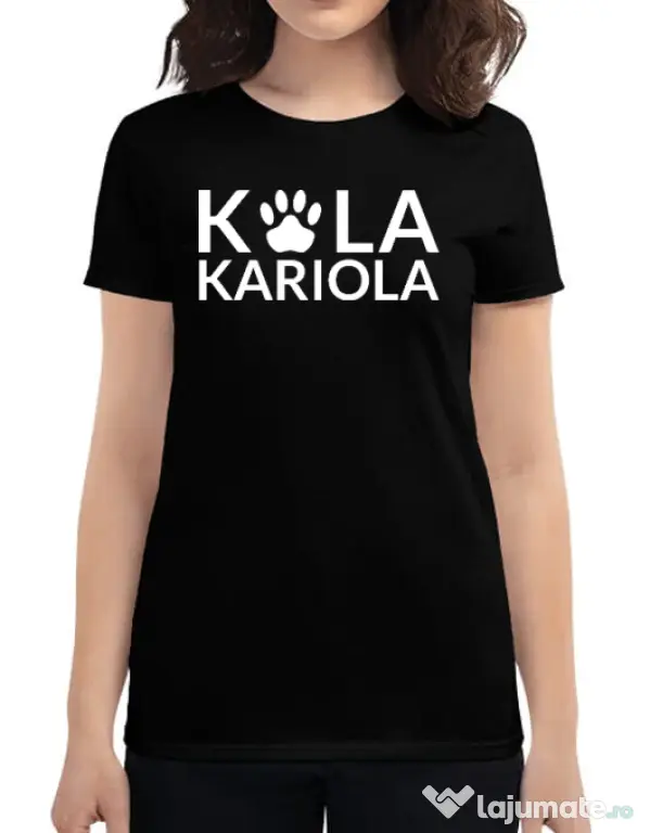Tricou personalizat dama Logo Kola Alb Negru