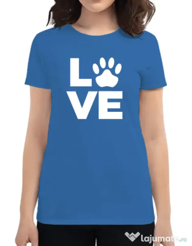Tricou personalizat dama Love Kola Kariola Alb Albastru azuriu