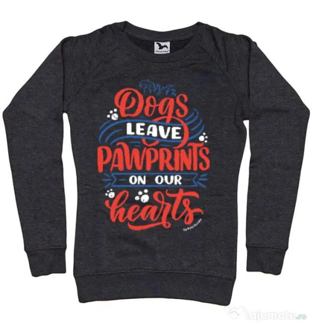 Bluza personalizata dama Dogs leave pawprints Negru melanj