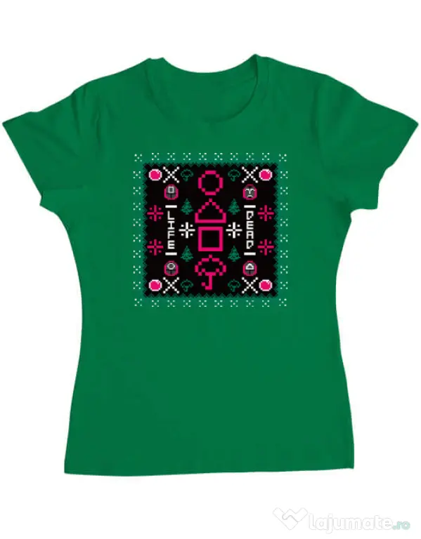 Tricou personalizat dama Childhood Pattern Verde mediu