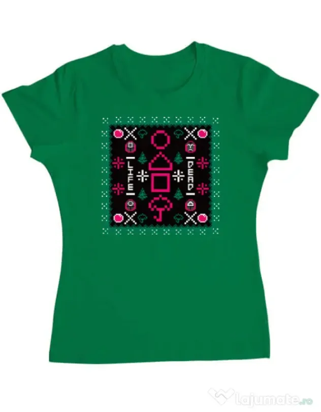 Tricou personalizat dama Childhood Pattern Verde mediu