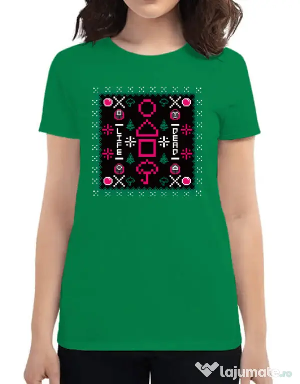 Tricou personalizat dama Childhood Pattern Verde mediu
