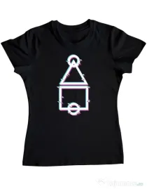 Tricou personalizat dama Glitch Squid Game Negru