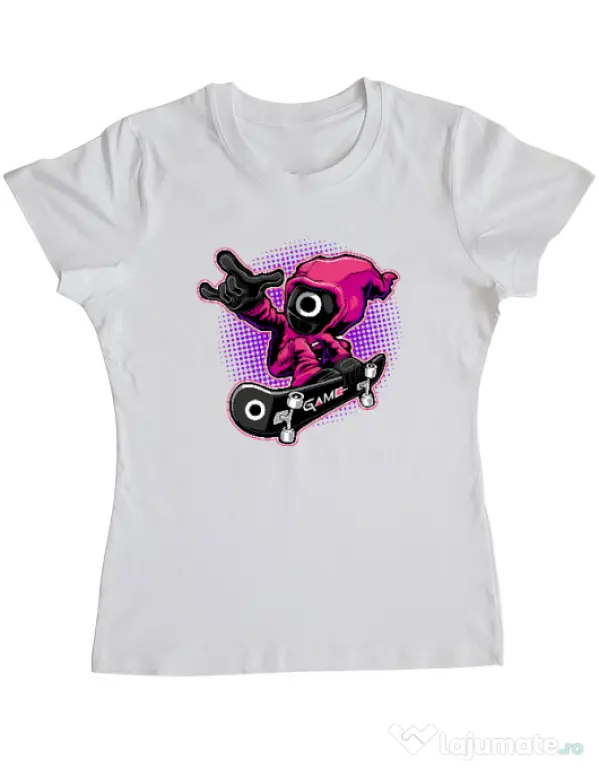 Tricou personalizat dama Squid Boy Alb