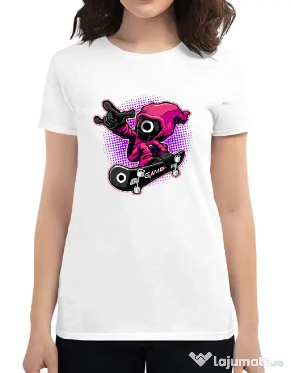 Tricou personalizat dama Squid Boy Alb