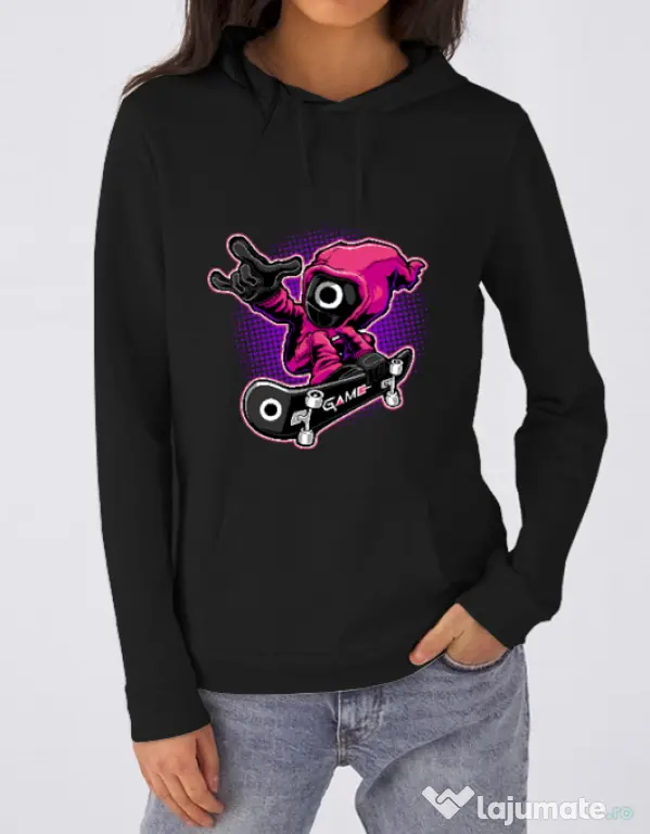 Hanorac dama cu gluga Squid Boy Negru