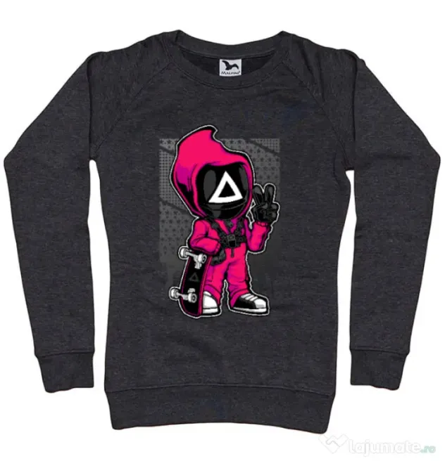 Bluza personalizata dama Squid Game 4 Negru melanj