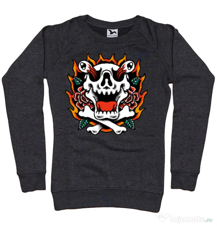 Bluza personalizata dama Death and Flower Negru melanj