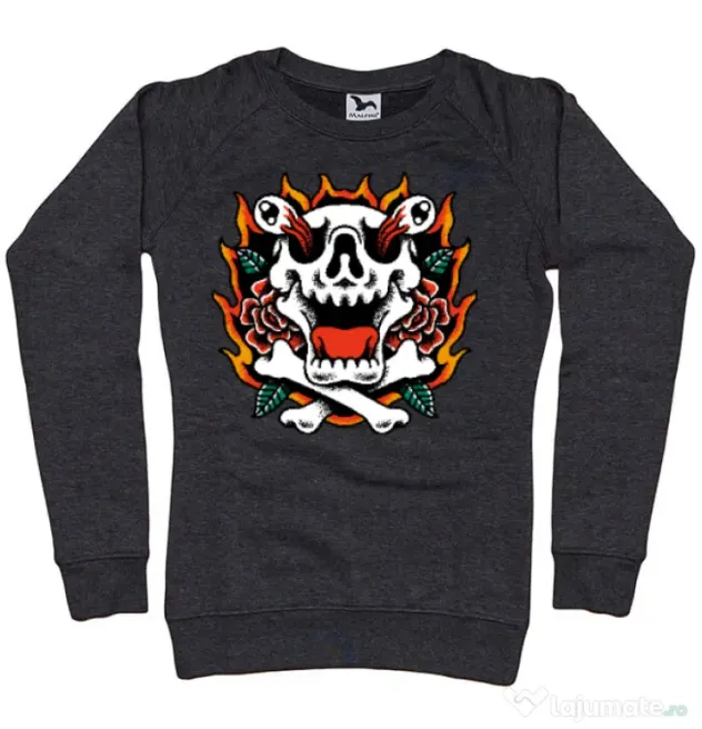Bluza personalizata dama Death and Flower Negru melanj