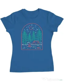 Tricou personalizat dama Camping Albastru azuriu