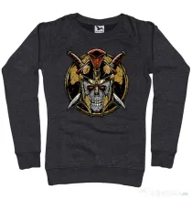 Bluza personalizata dama Skull Spartan Negru melanj