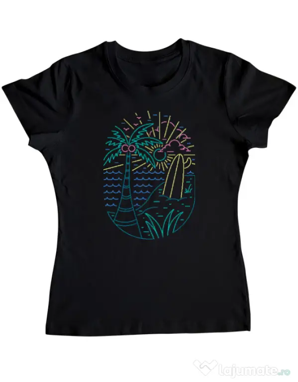 Tricou personalizat dama Beach Neon Negru