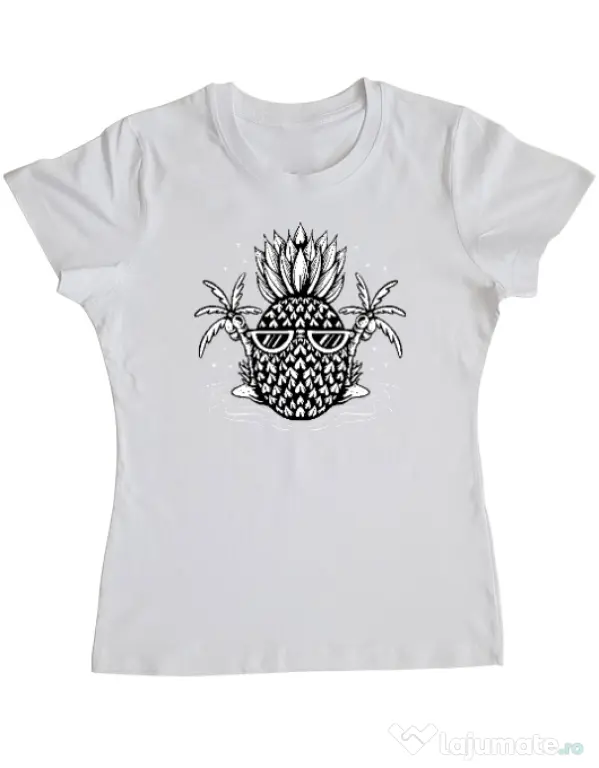 Tricou personalizat dama Pineapple Summer Alb